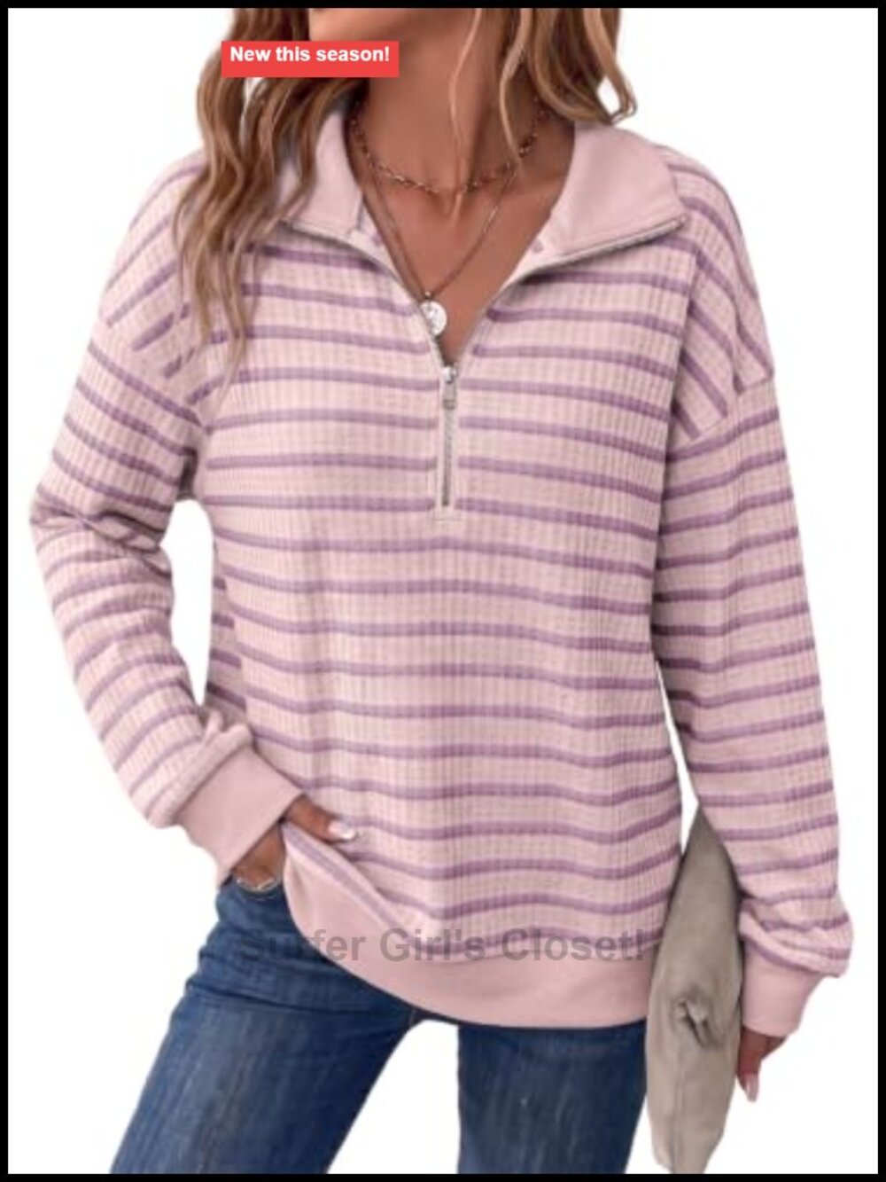 Dokotoo Waffle Knit Half Zip Sweatshirt Women's Loose Fit Pullover Top